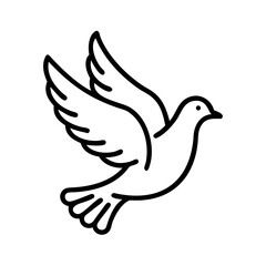 Obraz premium Flying dove in outline style icon