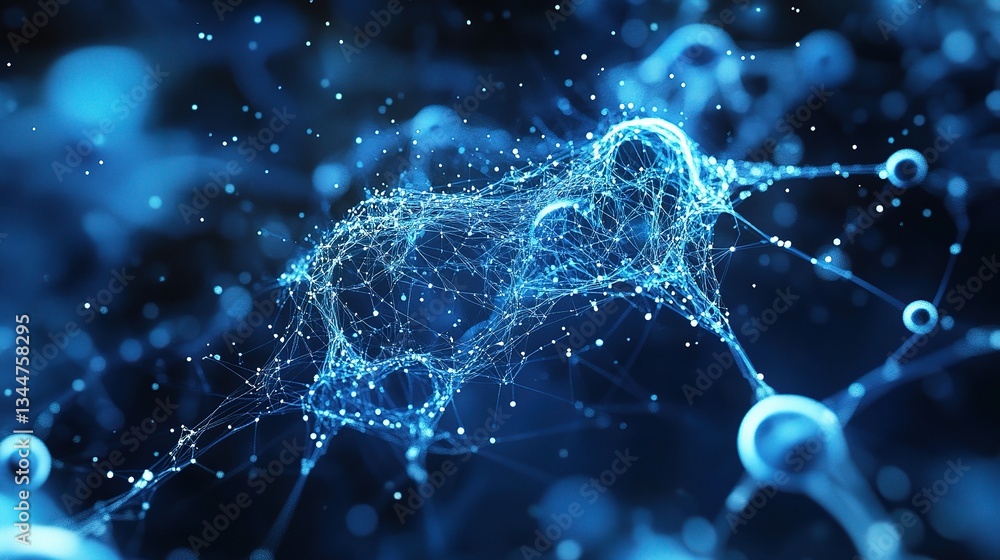 Poster abstract visualization of neural connections and flowing nodes