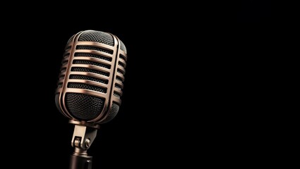 Fototapeta premium Retro Microphone on Black Vintage Recording Icon