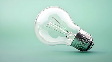Illuminating Lightbulb On Mint Green Background
