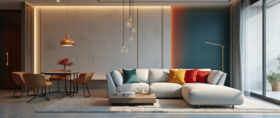 contemporary sectional sofa in a bright relaxing living room