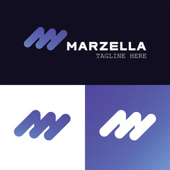 Minimalist M letter logo professional creative marzella modern design