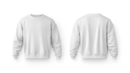 White Crewneck Sweatshirt Mockup, Front & Back, Isolated, Design Template