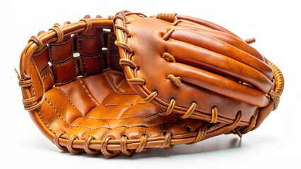 Vintage Baseball Gloves on White Background