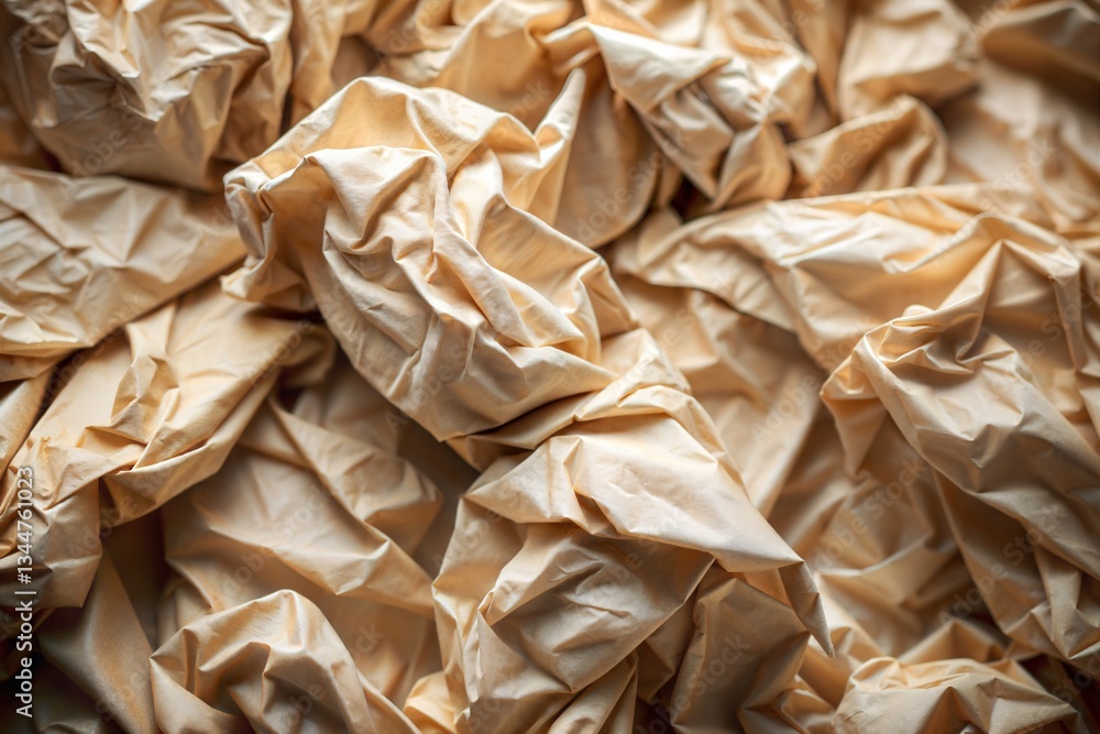 Canvas Prints beige crumpled fabric with abstract folds resembling paper texture
