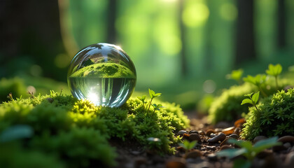 glass ball on green grass
