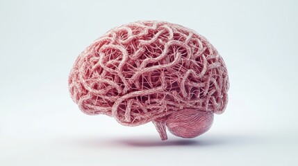 A detailed three dimensional rendering showing a human brain form