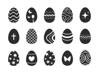 Black and white easter eggs icon set. Vector easter design elements.