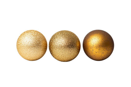 Golden spheres on clear background