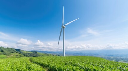 Green energy farm with wind turbine