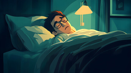 Professional Insomnia Concept Cartoon Vector Illustration for Health Blogs and Websites