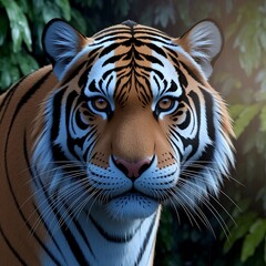 Fototapeta premium portrait of a bengal tiger, illustration of tiger in forest