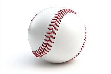Classic white baseball with red stitching and leather texture isolated on white background for sports-inspired designs
