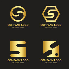 S logo set business and company with golden color branding design