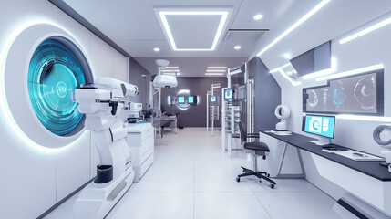 Automated optometry equipment in a futuristic consultation office-1