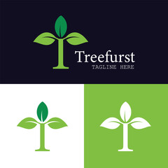Tree furst logo design professional modern letter T with creative and minimalist