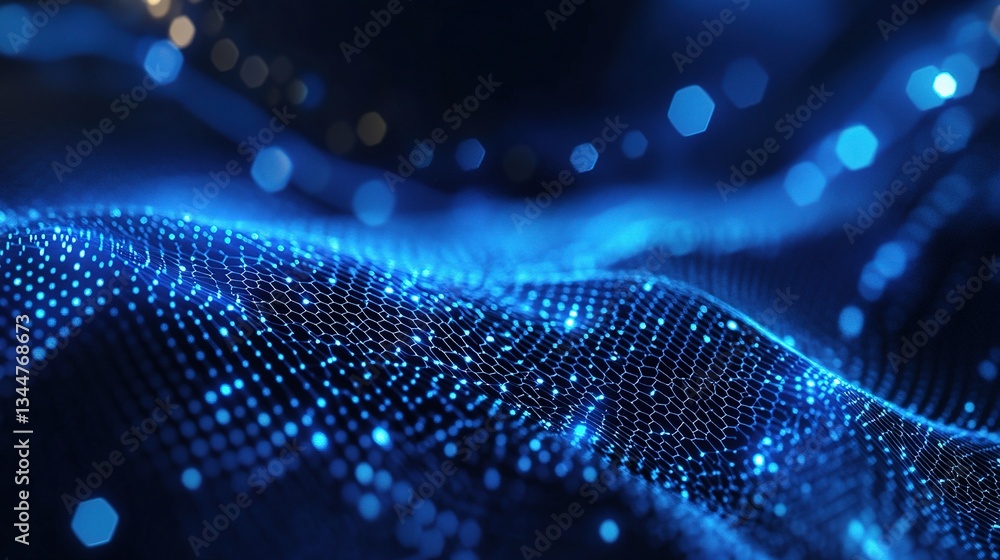 Poster abstract digital background with light waves and tech elements