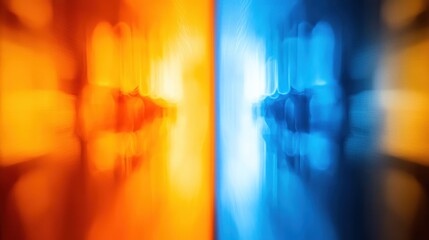 Vibrant Orange and Blue Abstract Background with Dynamic Light Patterns and Shapes