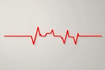 Bold red heartbeat line on pristine white background for cardiac health and life essence inspiration