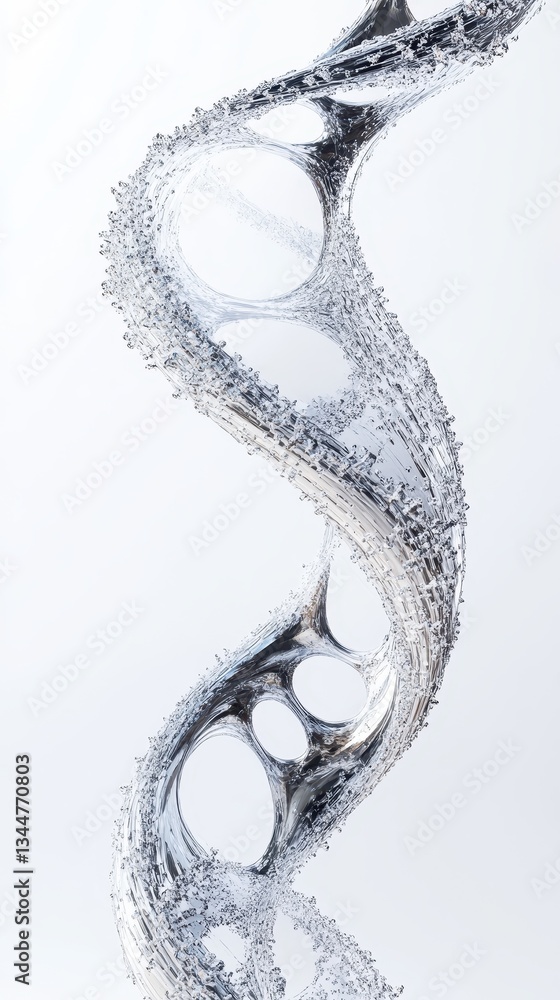 Poster abstract swirling water structure with transparent and shiny elements
