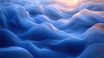 Obraz premium Abstract blue waves, sunset backdrop, digital art, website design