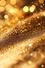 Golden glittering bokeh background with sparkling light effects