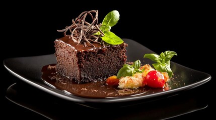 chocolate dessert with dark glossy top