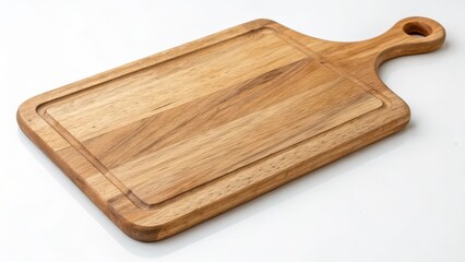Fototapeta premium Wooden Cutting Board with Handle, Isolated on White