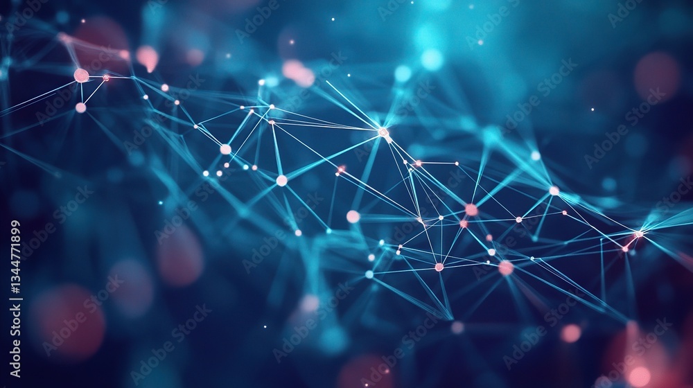 Poster abstract geometrical network with colorful plexus design