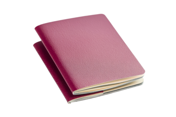 Textured red notebook on clear background
