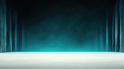 Obraz premium Mysterious, ethereal, teal-lit stage