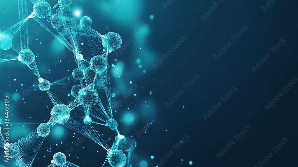 Poster abstract scientific template with plexus mesh design in blue tones