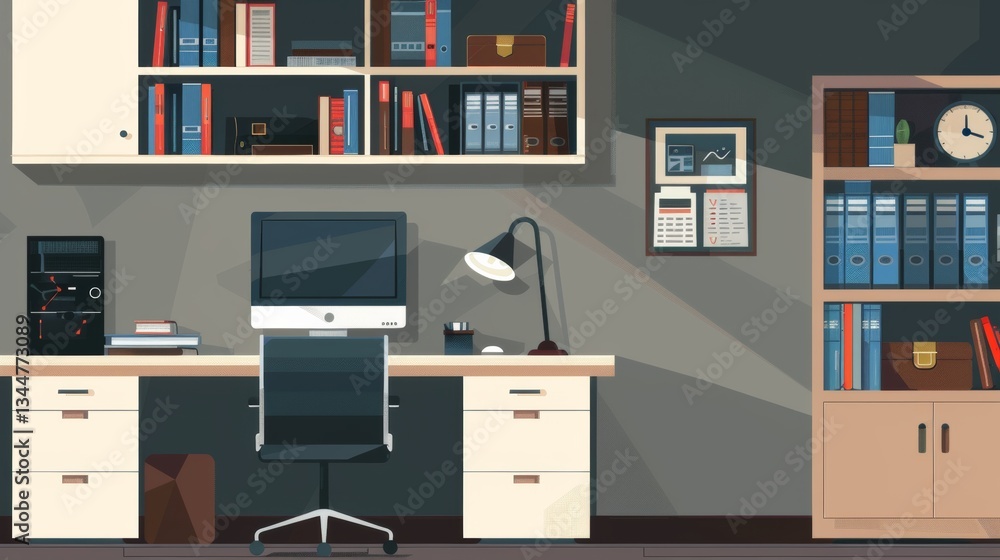 Leinwandbilder Home office design that needs renovation featuring computer and furniture setup before makeover process begins Generative AI