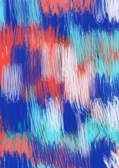 Wavy summer dip dye background. Ombre color blend for beach swimwear, trendy fashion print. Boho dripping wave digital watercolor effect. High resolution artistic seamless pattern material.