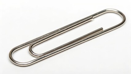 Silver Paperclip on White Background