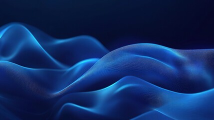 Fototapeta premium Flowing Blue Digital Waves with Binary Data Elements