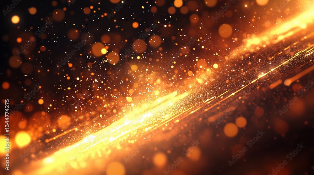 Poster abstract fast moving particles in high-tech digital environment