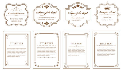 A set of vintage design elements, decorative flourish borders and frames. Vector ornament..eps