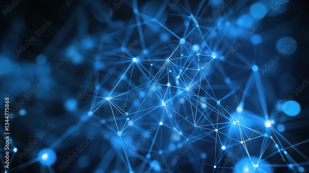 Poster white glowing lines forming plexus network in digital space