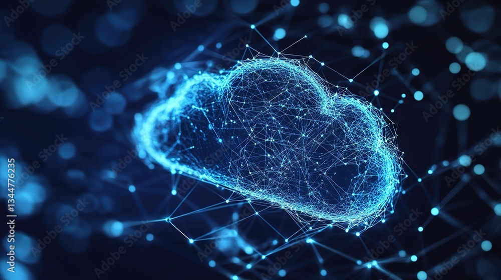 Aufkleber networked cloud structure with embossed mesh representation