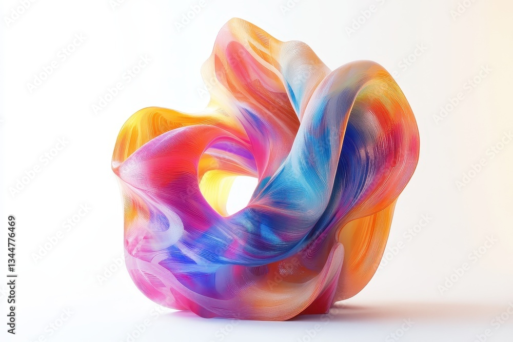 Poster a colorful abstract sculpture with flowing lines and unique shapes