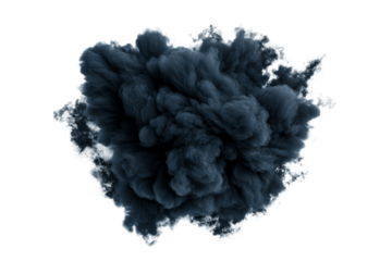 Dark smoke cloud billowing in the air above ground