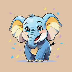 Obraz premium funny baby elephant mascot cartoon character