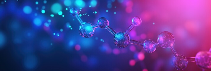 Molecular structures lit up at science expo highlighting research advancements