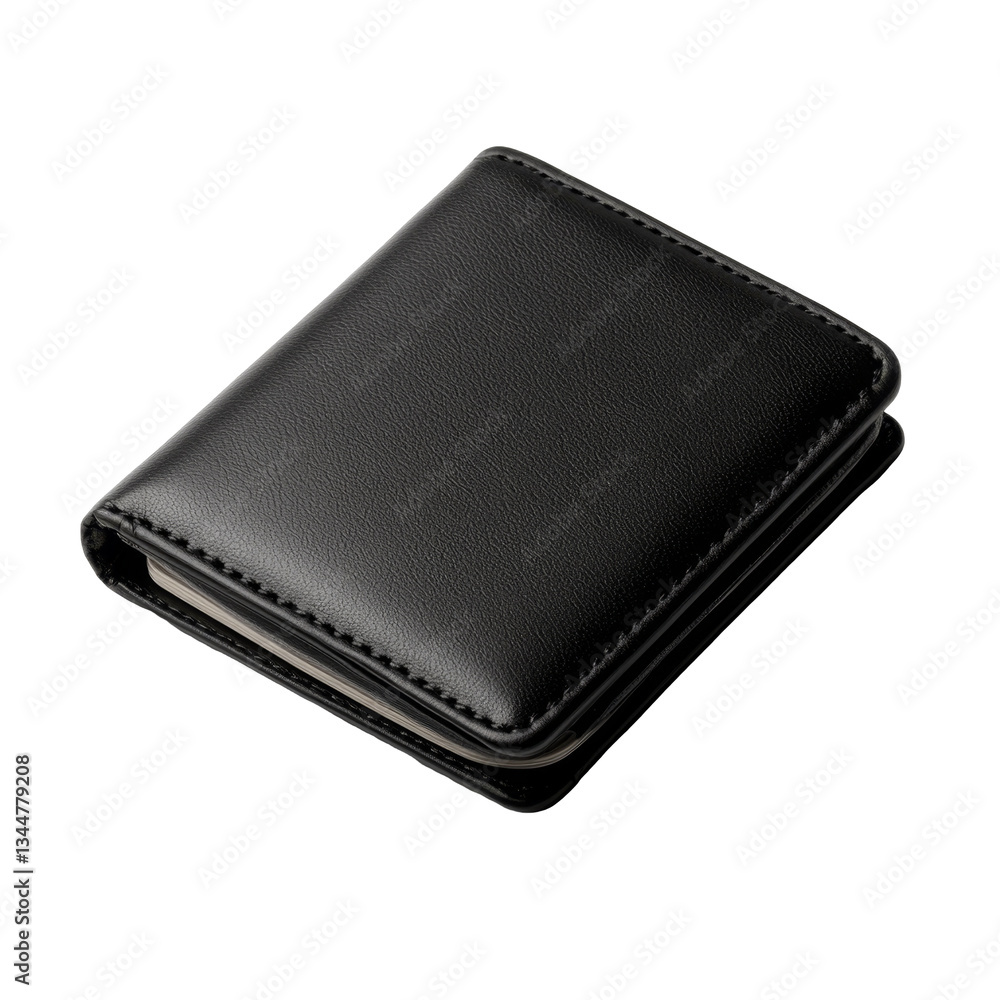 Poster wallet with simple elegant design featuring smooth black leather and neat stitching
