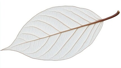 Translucent Leaf with Visible Veins on White Background