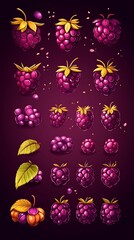 Juicy Blackberries: Animation Spritesheet.
