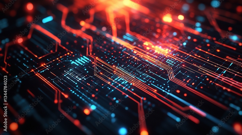 Poster abstract futuristic cyber data flow background with neon lights