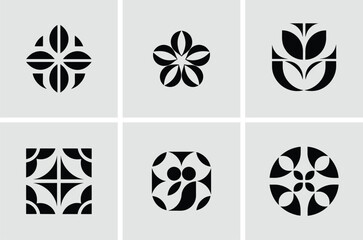  Set of Abstract Floral Design Elements