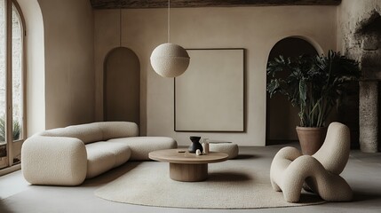 Stylish Living Room Interior with Modern Furniture and Natural Light